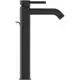 Moderne Armatur in Matt-Schwarz von Ideal Standard, mit hohem Auslauf und seitlichem Hebel zur Steuerung des Wasserflusses. Geeignet für Waschbecken oder Spülen.